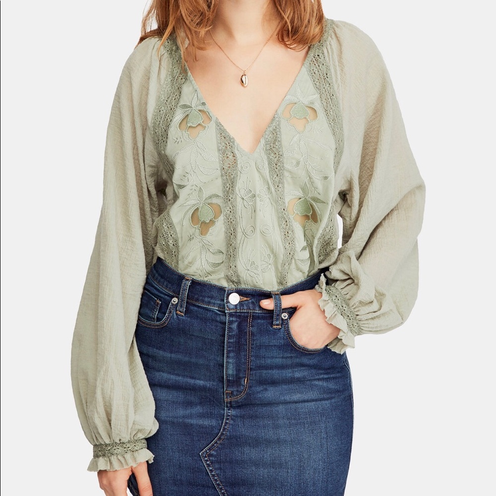 Free People Sivan Embroidered Blouse